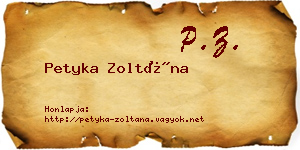 Petyka Zoltána névjegykártya